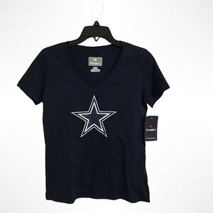 NWT Fanatics Dallas Dark Blue Star Emblem V-Neck Tee